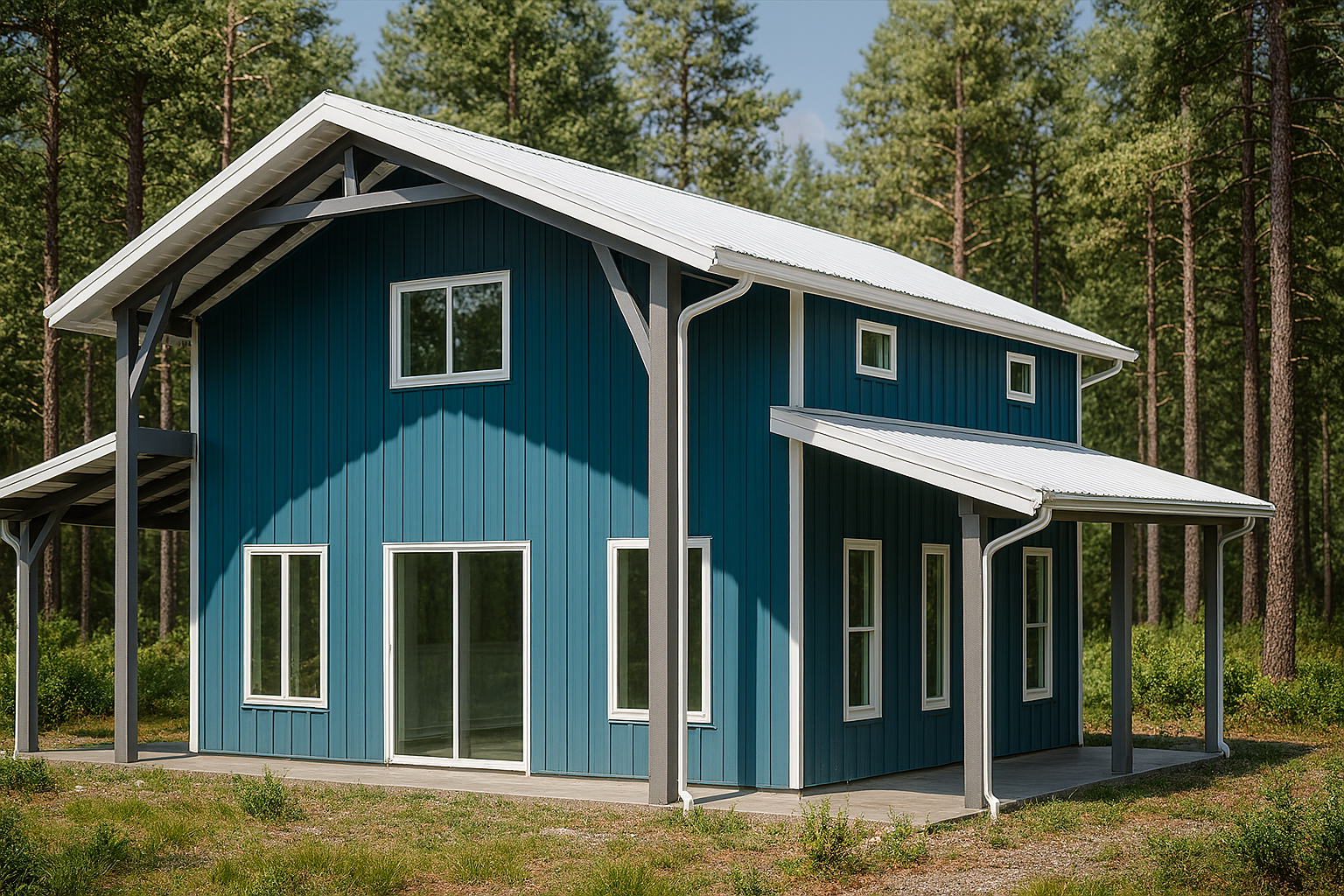 24-x-30-gable-roof-2-story-barndominium-steel-house-kitrender-1